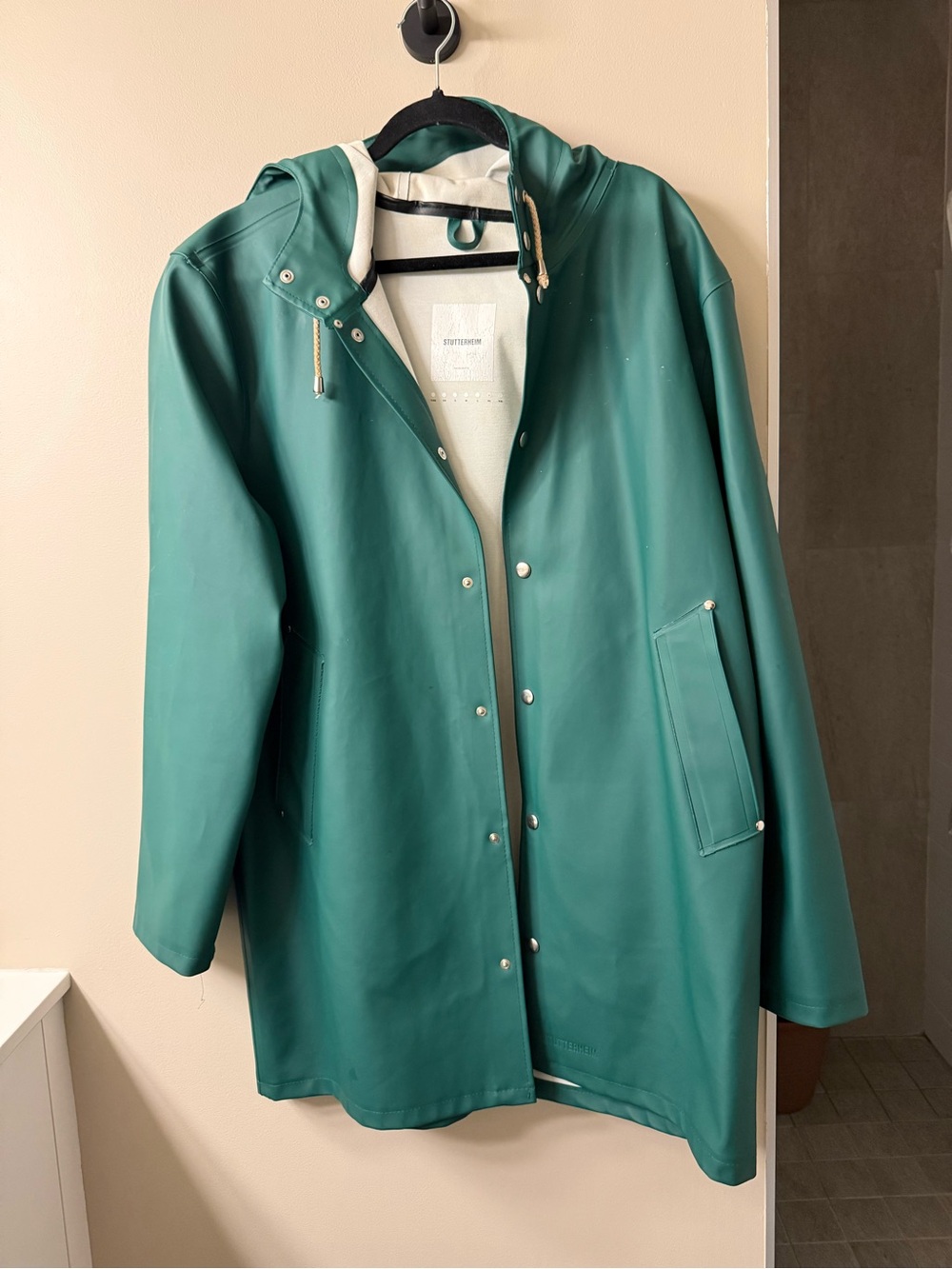 Stutterheim Green Hooded Raincoat